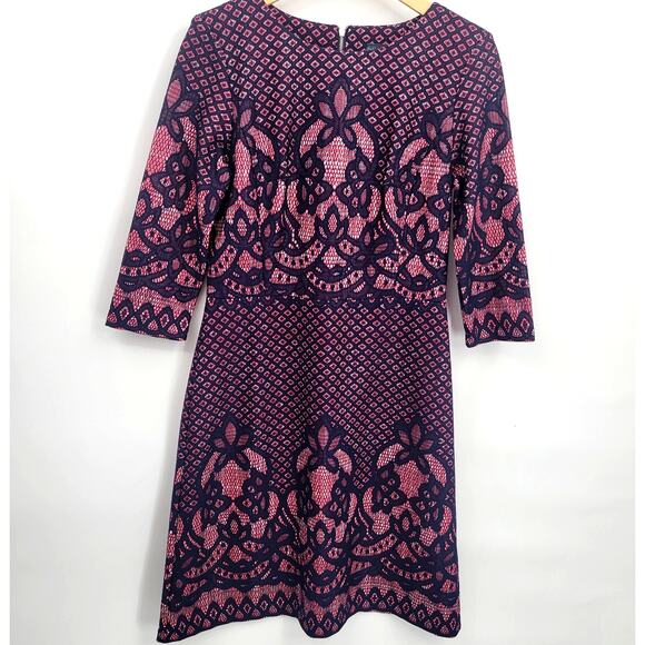 Gabby Skye 8 Quarter Sleeve Heather Print Sheath Dress Pink Blue - Picture 1 of 9